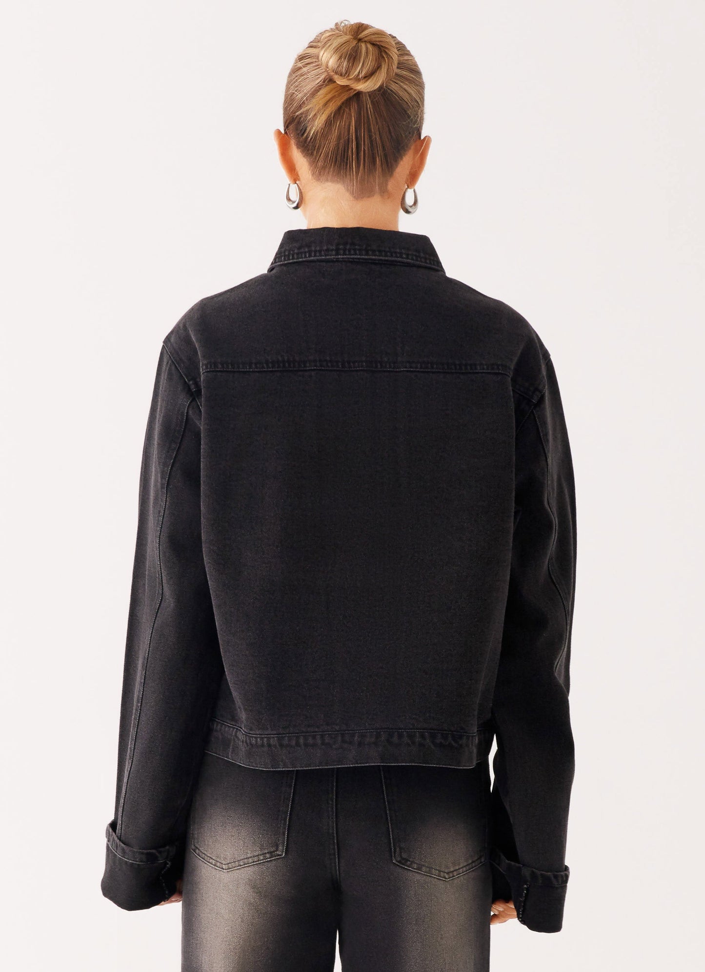 Back Again Oversized Denim Jacket - Charcoal Wash