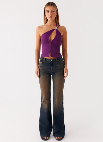 Oregon Flared Denim Jeans - Dirty Black Wash